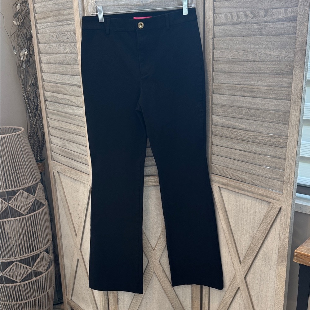 Lilly Pulitzer Black Flared Pants high rise size 6 pre owned